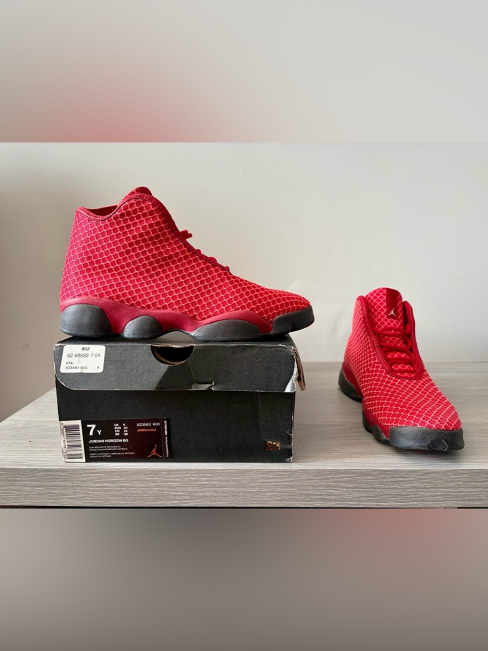 Jordan Red Mesh Slip-On Sneakers with Black Sole